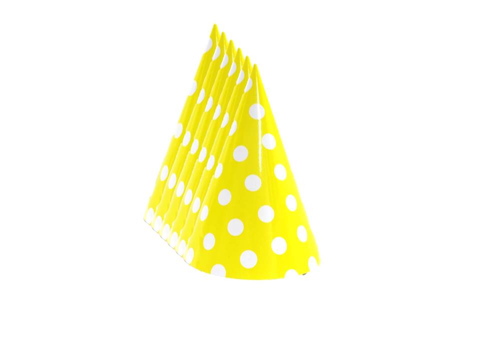 כובעי מסיבה מנוקד - צהוב