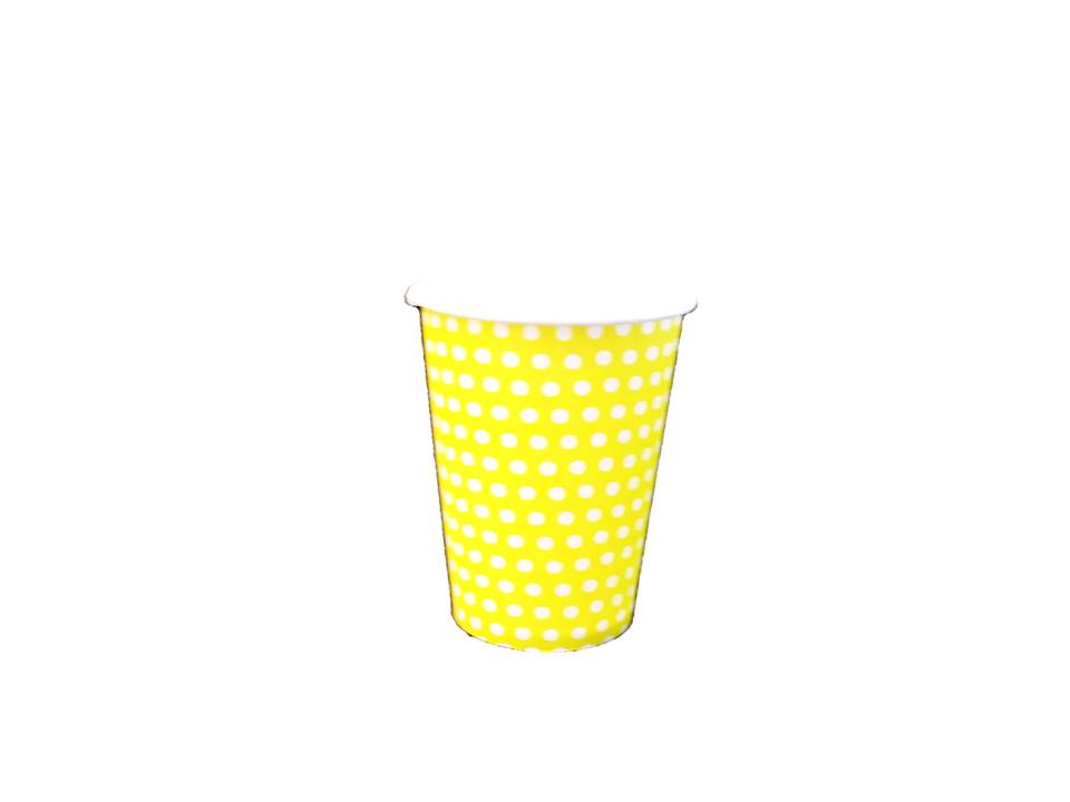 כוס נייר נקודות - צהוב